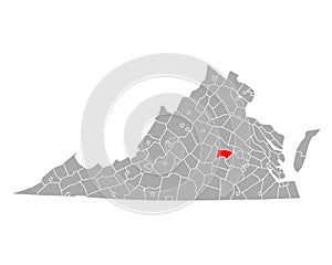 Map of Powhatan in Virginia