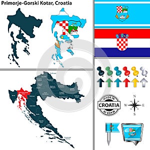 Map of Primorje Gorski Kotar, Croatia