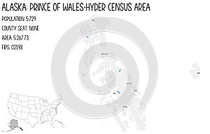 Map of Prince of Wales-Hyder Census Area in Alaska, USA.