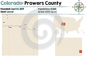 Map of Prowers County in Colorado