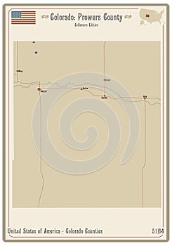 Map of Prowers County in Colorado