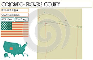 Map of Prowers County in Colorado USA