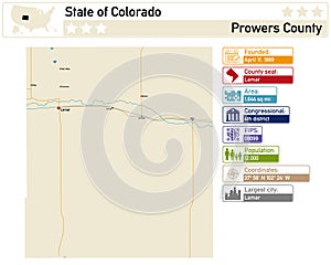 Map of Prowers County in Colorado USA