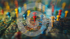 The map with pushpins.AI generated image