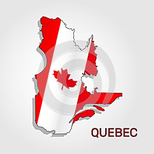 Map of Quebec combined with Canada flag - Vector