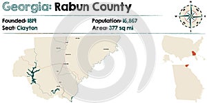 Map of Rabun County in Georgia