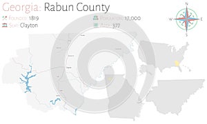 Map of Rabun County in Georgia