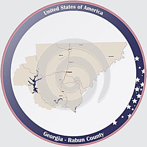 Map of Rabun County in Georgia