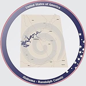 Map of Randolph County in Alabama