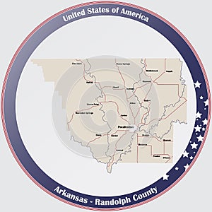 Map of Randolph County in Arkansas