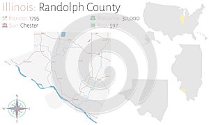 Map of Randolph County in Illinois