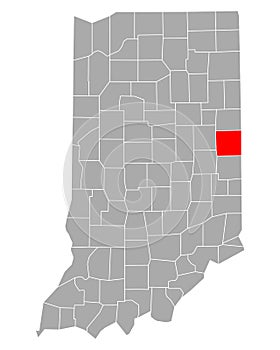 Map of Randolph in Indiana