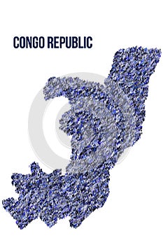 The map of the Republic of the Congo made of pictograms of people or stickman figures. The concept of population