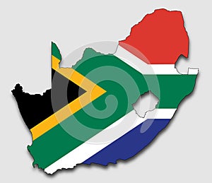 Map of The Republic of South Africa, Filled with the National Flag