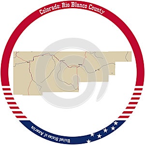 Map of Rio Blanco County in Colorado, USA. photo