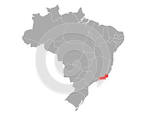 Map of Rio de Janeiro in Brazil