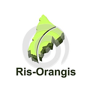 Map of Ris Orangis design illustration, vector symbol, sign, outline, World Map International vector template on white background