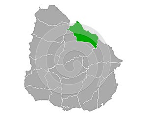 Map of Rivera in Uruguay