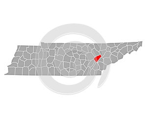Map of Roane in Tennessee