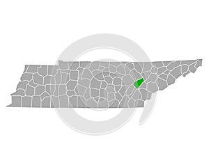 Map of Roane in Tennessee