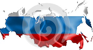 Map of Russia with flag