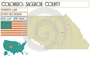 Map of Saguache County in Colorado USA