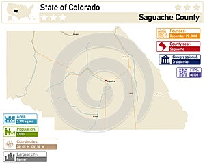 Map of Saguache County in Colorado USA