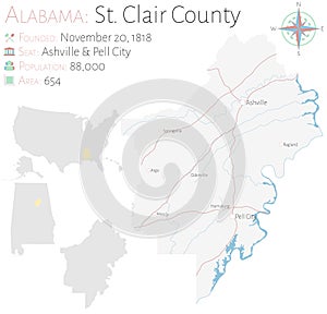 Map of Saint Clair County in Alabama