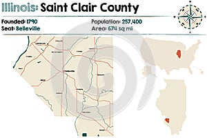 Map of Saint Clair County in Illinois