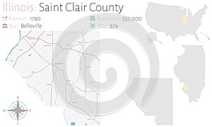 Map of Saint Clair County in Illinois
