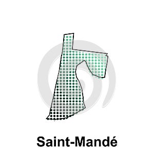 Map of Saint Mande City with gradient color, dot technology style illustration design template, suitable for your company