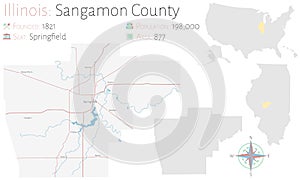 Map of Sangamon County in Illinois