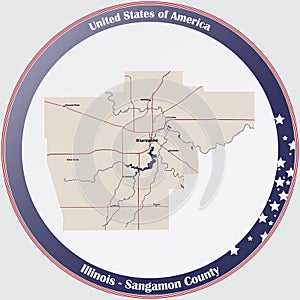 Map of Sangamon County in Illinois