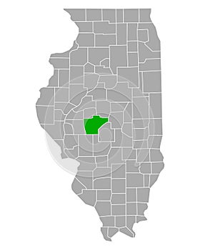 Map of Sangamon in Illinois