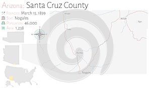 Map of Santa Cruz County in Arizona