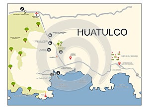 Map of Santa María de Huatulco, from the center