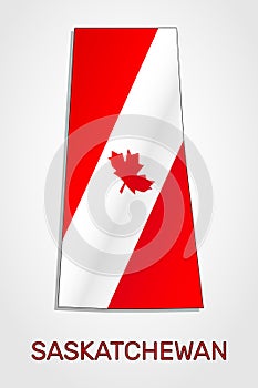 Map of Saskatchewan combined with Canada flag - Vector