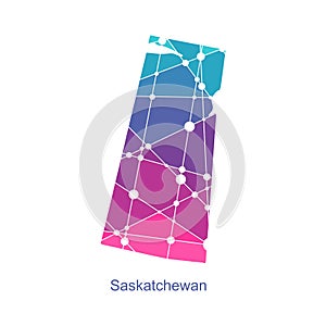 Map of Saskatchewan. Concept of travel and geography of Canada.