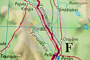 Map section of Tornio river Kardis Sweden..