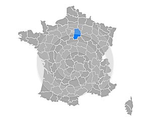 Map of Seine-et-Marne in France