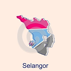 Map of Selangor vector design template