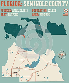 Map of Seminole County in Florida