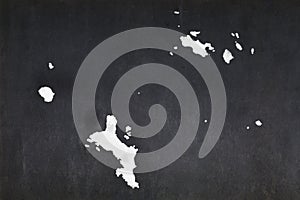 Map of the Seychelles drawn on a blackboard