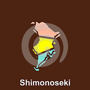 Map of Shimonoseki City logo design concept illustration idea style flat vector design. isolated on white background