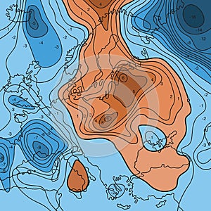 Map showing earth temperature flow