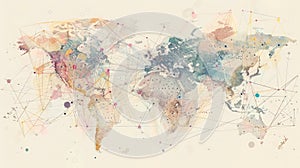 A map showing lines between countries and growth charts, illustrating World Population Day's global unity