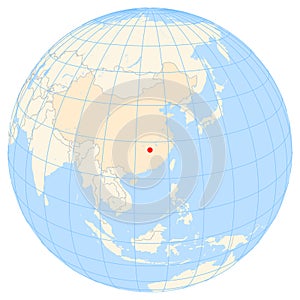 Map showing the location of the city Yichun in China (Eastern Asia) on the earth globe. photo