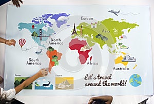 Map Showing World Continents Countries Ocean Geography photo