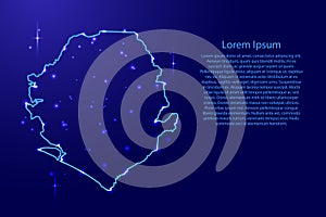 Map Sierra Leone from the contours network blue, luminous space