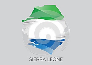 Map of Sierra Leone With Flag As Texture